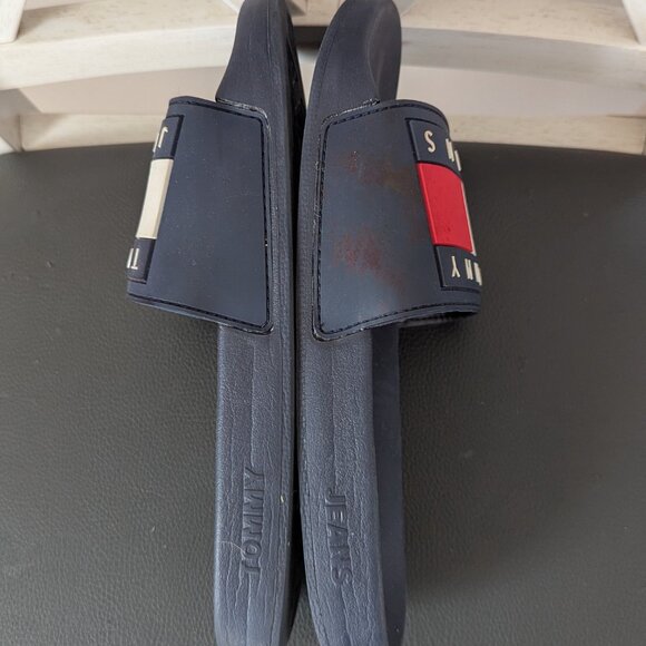 Tommy Jeans Flag Pool Slides . Size 7 Men's . 9 Women's Navy with Red and White - Picture 6 of 7